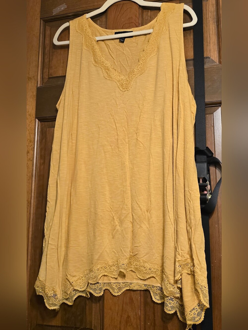 Women’s Lace-Trim Sleeveless Top - Mustard